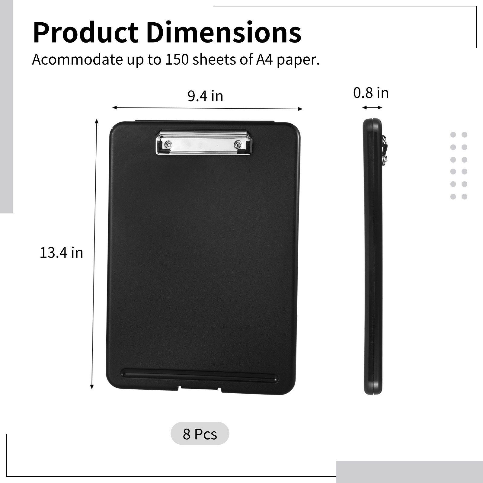 8 Pack Plastic Clipboards with Storage – 9.4" x 13.4" Nurse Clipboard Organizer, Waterproof File Folder with Pen Holder, Secure Clip & Lock, for Teachers, Office & Medical Use