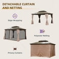 thumbnail image 6 of 10'x12' Hardtop Gazebo, Permanent Outdoor Gazebo with Polycarbonate Double Roof, Aluminum Gazebo Pavilion with Curtain and Net for Garden, Patio, Lawns, Deck, Backyard(Brown) 00021, 6 of 6