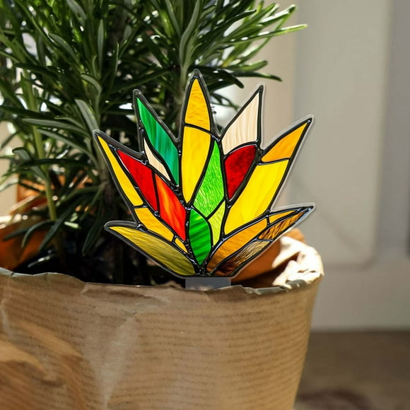 Fridja Acrylic Stained Succulent Plugin, 3.9 Inch Mini Potted Plant Suncatcher Succulent Cactus Plugin Decor Plant Lover Gifts for Mom Grandma Teacher Desk ill Shelf Spring Decor