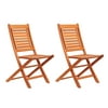 Amazonia Milano 2-Piece Patio Folding Chairs | Eucalyptus Wood | Ideal for Outdoors and Indoors, Brown