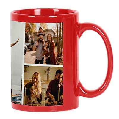 Printtoo PersonalizedPhotoCollage CoffeeMugParents Love Custom Picture Ceramic CupDishwasher & Microwave Safe- 11 Oz -Red