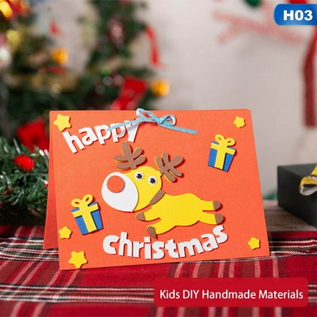 Year 1 Christmas Card Ideas Fancyleo Beautiful Creative Kids Diy Merry Christmas Small Greeting Cards New Year Postcard Gift Card Gift For Kids ()