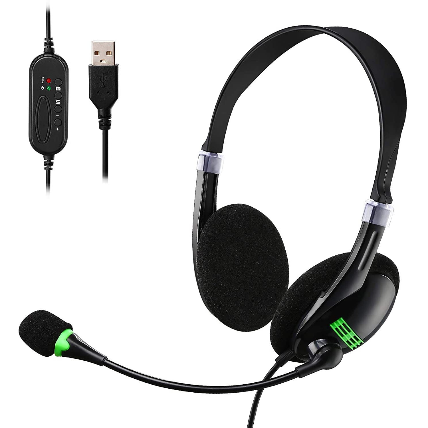 USB Headset with Microphone, Customer Service Wired Headphone Earphone
