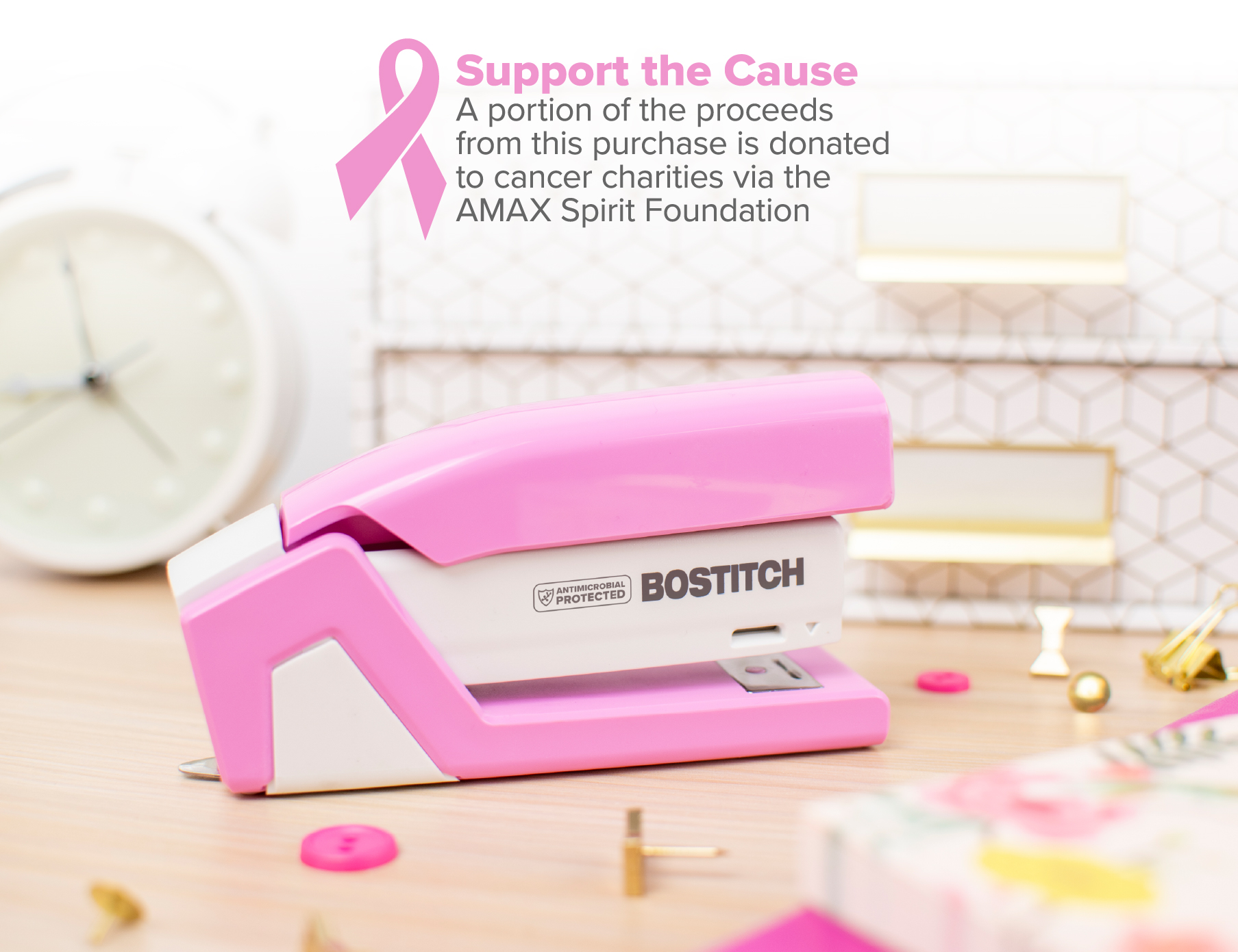 Bostitch InCourage Spring-Powered Compact Stapler, Pink photo 7