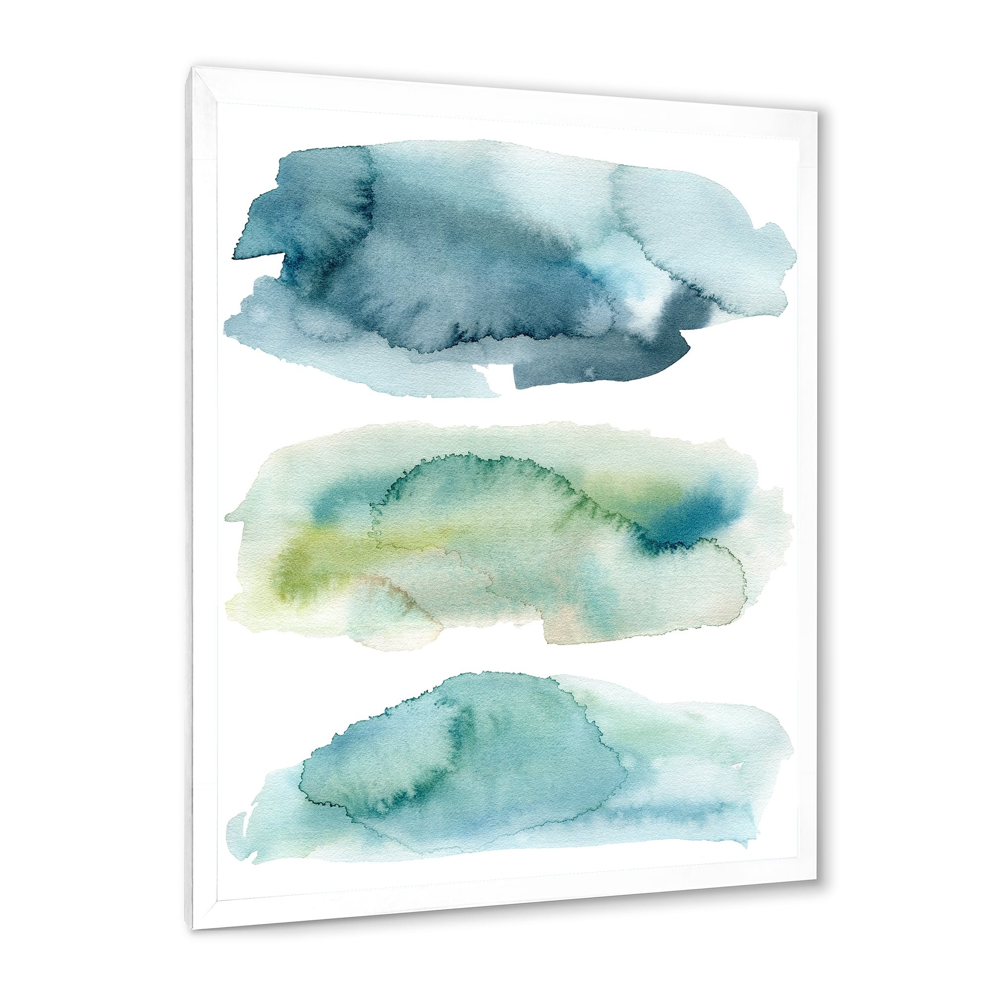 Designart 'Green and Blue Clouds' Modern Framed Art Print