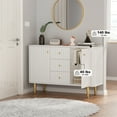 thumbnail image 2 of HLR Modern Credenzas & Sideboards with 2 Doors and 3 Drawers for Living Room, Bedroom, White, 2 of 7