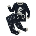 thumbnail image 4 of WIBACKER Little Boys Pajamas Sets Glow in Dark Dinosaur 100% Cotton 2 Piece Toddler Kids Pjs Sleepwear Size 3-8T, 4 of 7