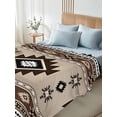 thumbnail image 4 of California King Size Flat Sheet Only, Brown Aztec Soft Brushed Microfiber Bed Sheets, Boho Southwest Ethnic Neutral Motifs Hotel Quality Breathable Bedding Top Sheet, Easy Care, 108"x98", 4 of 9
