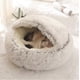 thumbnail image 1 of Fluffy Cat Bed, Round, Soft Plush, Den With Hood, Cat Bed, 1 of 1