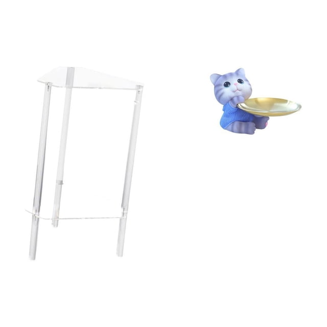 Mesa Auxiliar Minimalista De Acrílico Con Bandeja De Resina De Gato, Moderna Mesita De Noche Y Escultura Decorativa Para Sala De Estar, Dormitorio, Oficina.