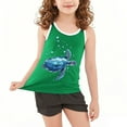 thumbnail image 2 of Eltusu Girls Cotton Tank Tops, Sleeveless Crew Neck Loose Fit Graphic Workout Tops Green Size 14-15 T, 2 of 4