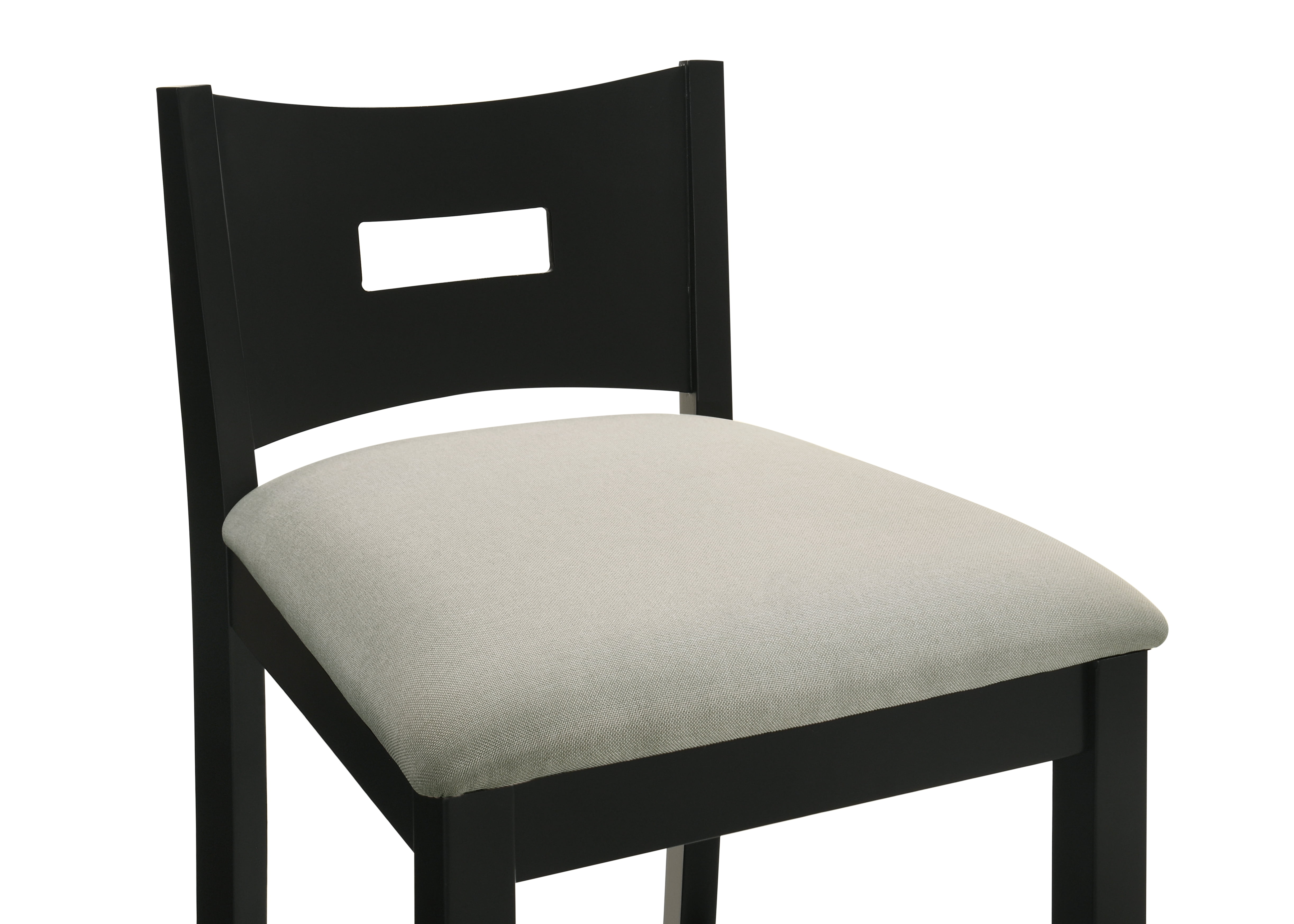 Armen living Ren 30 in. Matte Black Bar Height Rubberwood Barstool with Fog Fabric Seat