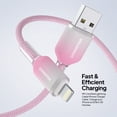 thumbnail image 4 of Powertek Frosty MFi Certified USB-A to Lightning Braided Charging Cable, 6 ft, Pink, 4 of 7