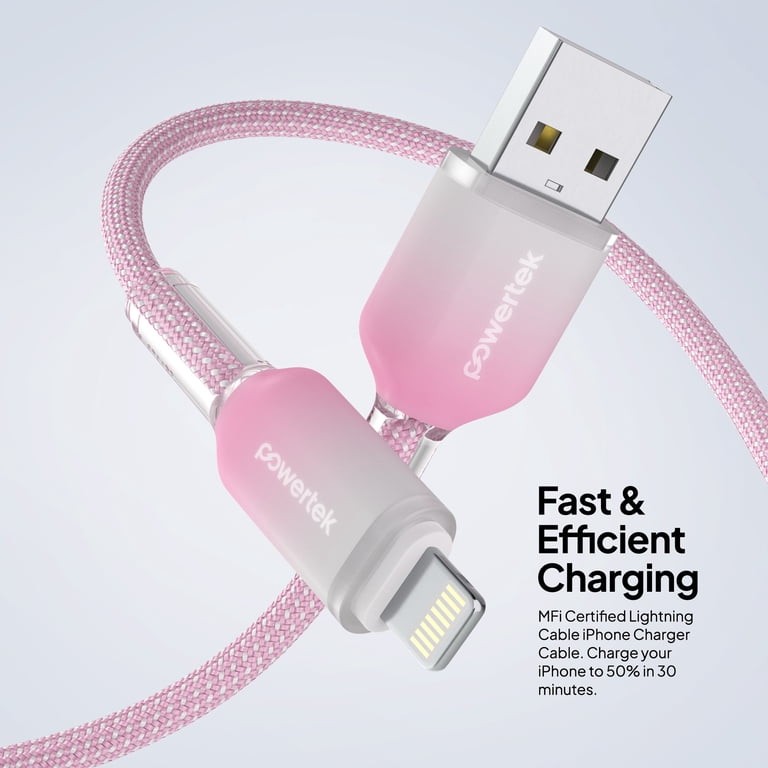 Powertek Frosty MFi Certified USB-A to Lightning Braided Charging