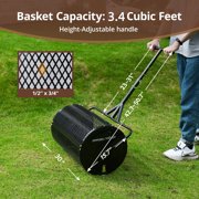 Compost Spreader, 30in Heavy-Duty Peat Moss Spreader with , Lawn Spreader for Top Soil, Manure, Mulch, Top Dressing.