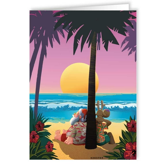 Tropical Sunset Christmas Card - Beach 18 Cards and Envelopes