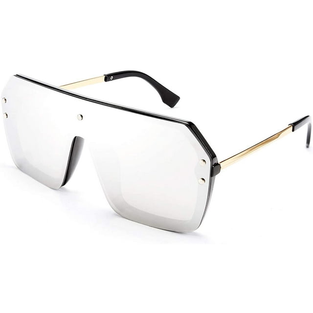 FEISEDY Lunettes de Soleil Classiques une Pièce Sans Monture Design Rétro Élégant pour Femmes Hommes B2574