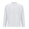 thumbnail image 3 of Iugvhana Mens Cuban Shirt Casual Button Down Shirts Long Sleeve Summer Beach Shirts Breathable Shirt Blouse Tops White XXL, 3 of 5