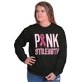 thumbnail image 5 of Pink Strength Breast Cancer Awareness Women Crewneck Sweatshirt Brisco Brands S, 5 of 6