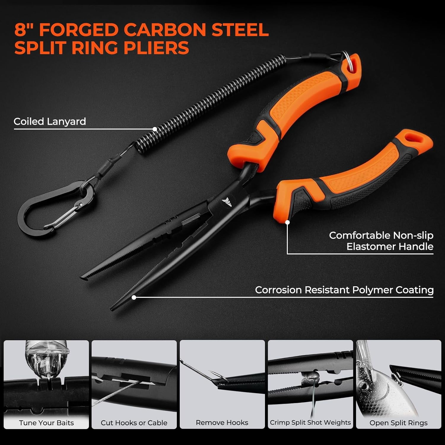 KastKing 5Pc Fishing Tool Kit with Digital Fish Scale, Lip Gripper & Tape Measure, 7" Fillet Knife and 8" Split Ring Pliers ToughTide