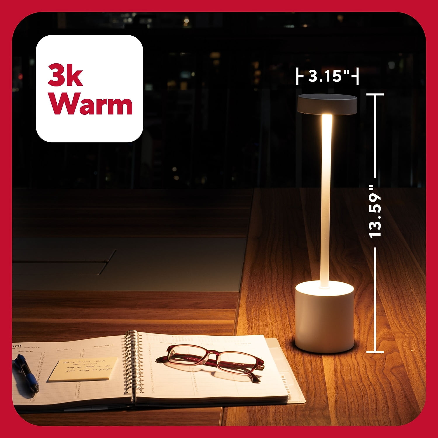 Staples TRU RED LED Desk Lamp 13.5" White Metal (TR61986)