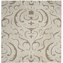 SAFAVIEH Florida Klara Floral Shag Area Rug, Cream/Beige, 6'7" x 6'7" Square