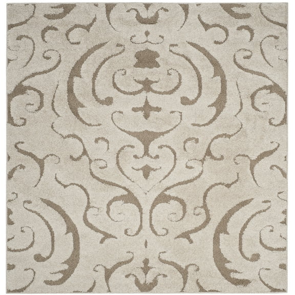 SAFAVIEH Florida Klara Floral Shag Area Rug, Cream/Beige, 6'7" x 6'7" Square