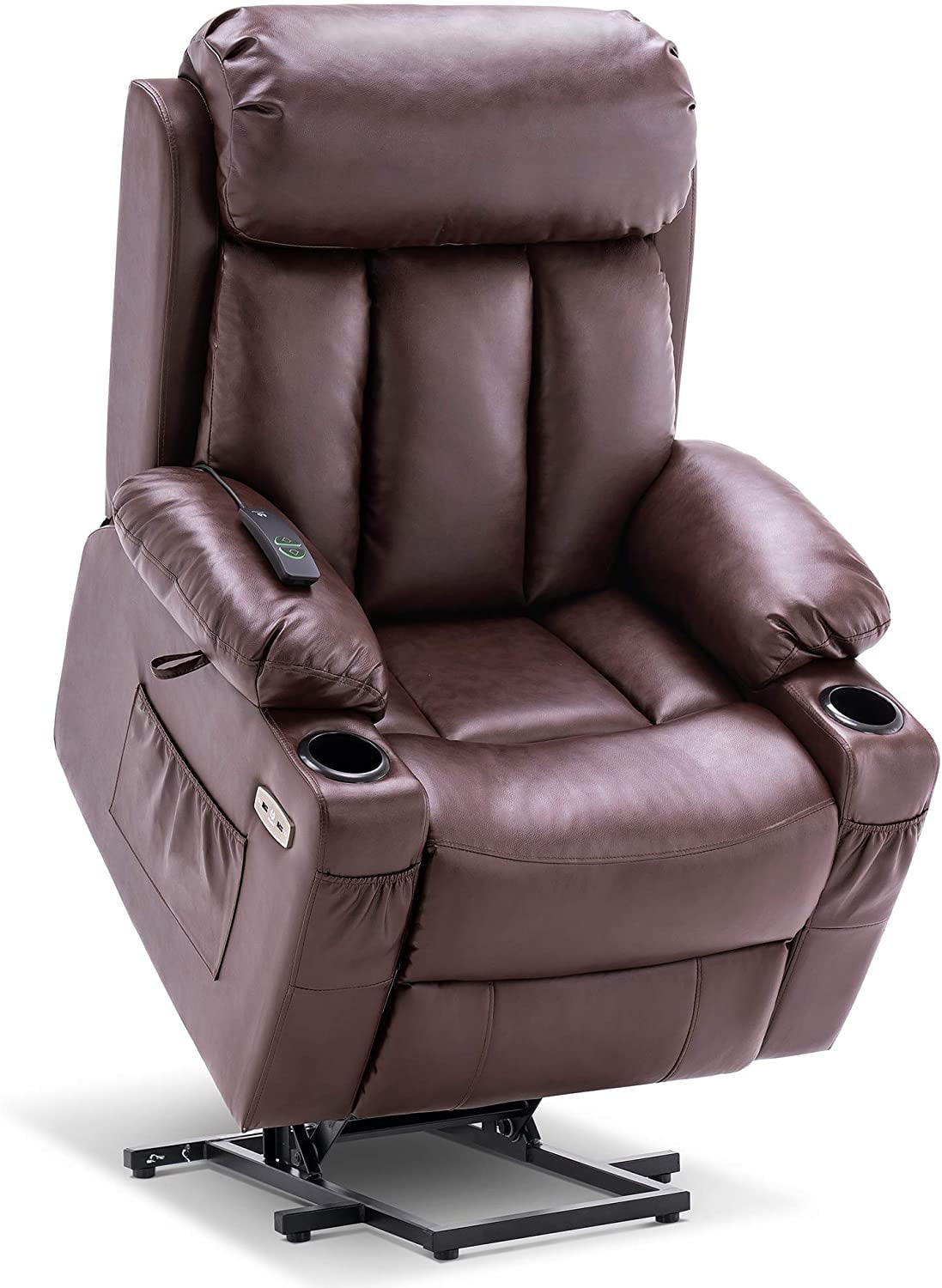 Electric Power Lift Recliner Chair, Dark Brown Real Leather Recliner Chair