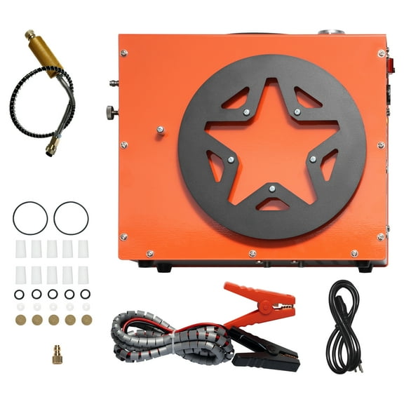 KFFKFF Compact Airgun Compressor for PCP, 4500PSI - Includes Water & Fan Cooling, Auto-Shutoff | Works with DC12V/AC120V for Paintball, Air Rifles, Scuba Diving Tanks