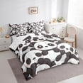 thumbnail image 3 of jejeloiu Kawaii Cute Panda 7 Pieces Bedding Comforter Set,Wild Zoo Animal Full Bedding Set,White Black Fitted Sheet Flat Sheet For Kids,Breathable Home Decor Reversible, 3 of 8