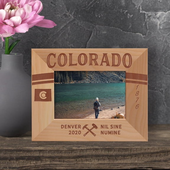 Colorado Personalized Wooden Frame-5" x 3 1/2" Brown Horizontal