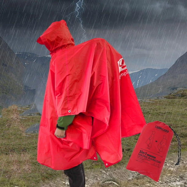 Poncho de lluvia Colamx impermeable reutilizable con capucha rojo