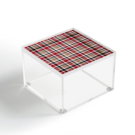 Society6 Lisa Argyropoulos Cozy Farm Plaid 4" x 4" Acrylic Box