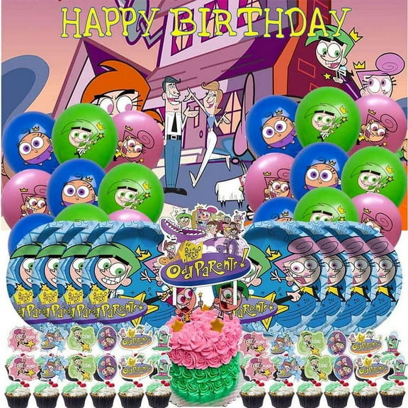 Odd Parents Party Supplies Plates Decorations Birthday Cake Topper Banner Decor Backdrop Balloons