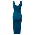 thumbnail image 3 of Doublju Women's Sleeveless Bodycon High Split Tank Midi Dress Shirring Details Dress, 3 of 4