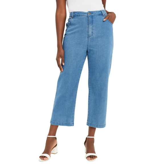 Jessica London Women's Plus Size Classic Cotton Denim Capri