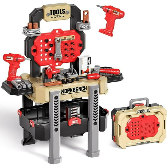 Work Bench with Tools, Electric Drill, Rotary Saw for Kids 78 Pices, Educational Construction Toy Pretend Play Toddlers Boys Girls  3 by Valessati