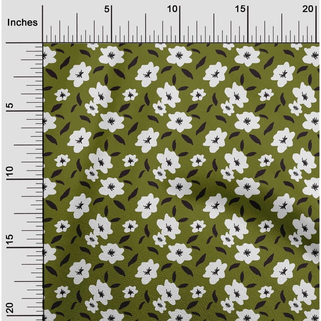 oneOone Rayon Olive Green Fabric Florals Craft Projects Decor Fabric Printed By The Yard 56 Inch Wide-H26