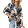 thumbnail image 6 of Women's Long Sleeve Shirts Fashion Floral Print Dressy Blouses Casual Turndown Collar Button Shirt Loose Drop Shoulder Tunic Tops Spring Summer Pullover Top Print 03 XL, 6 of 6