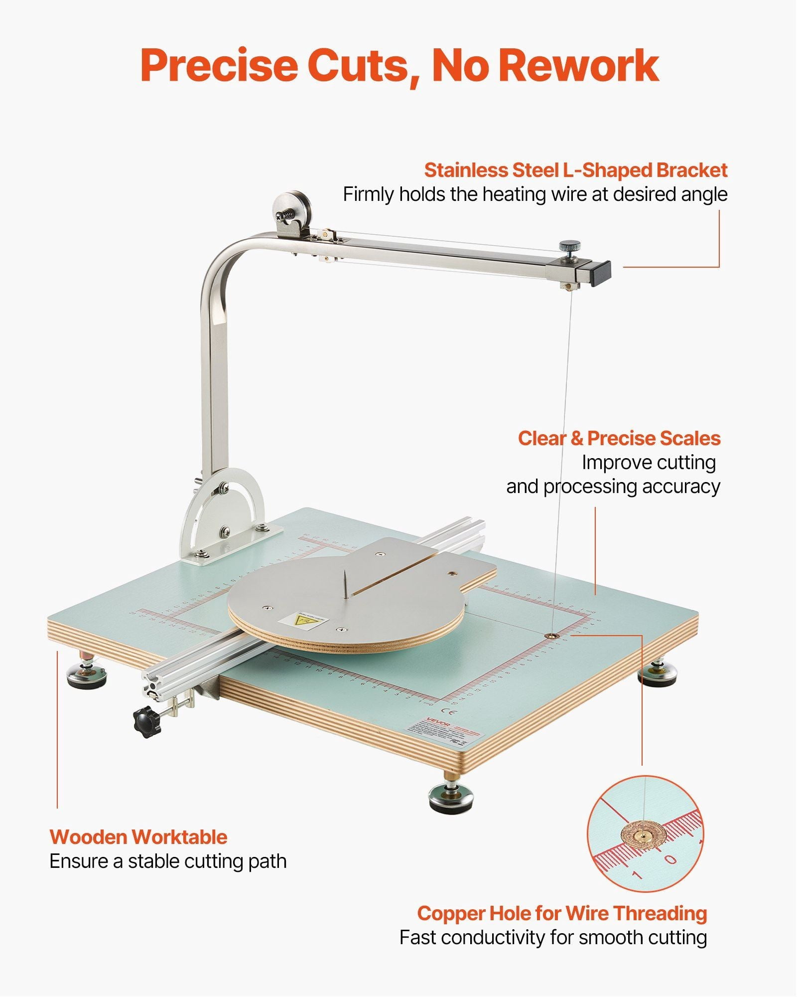 Hot Wire Foam Cutter, 58W Electric Styrofoam Cutter with Variable Temperature Control, Portable Tabletop Cutting Tool with 10.24" Max. Cutting Thickness for Foam, KT Board, Low-Density Sponge