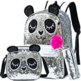 thumbnail image 2 of BIKAB-mochilas escolares para niñas y adolescentes, morral escolar con lentejuelas de dibujos animados de Panda, para mujeres, 2 of 3