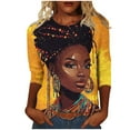 thumbnail image 2 of Wancir Happy Kwanzaa Shirts for Women Merry Christmas Tops African American Black Pride Tshirts 3/4 Sleeve Crewneck Blouses, 2 of 5