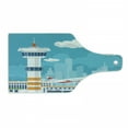 thumbnail image 1 of Airport Cutting Board, Nursery Themed Cartoon of Control Tower and Take Off Plane on City Silhouette, Decorative Tempered Glass Cutting and Serving Board, in 3 Sizes, by Ambesonne, 1 of 2