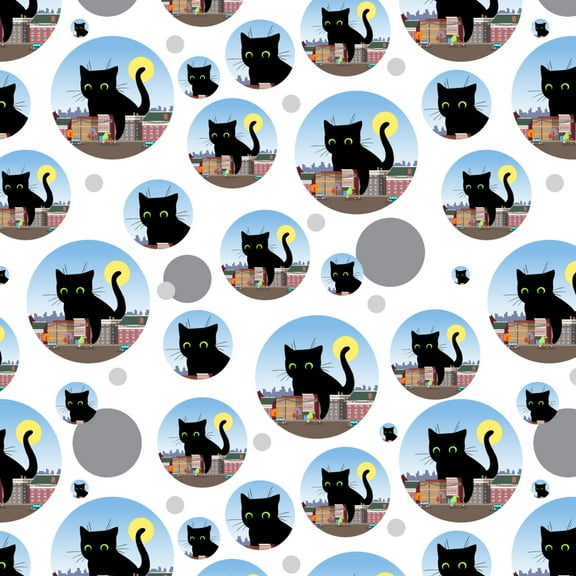 Giant Black Cat Playing with Cars Premium Gift Wrap Wrapping Paper Roll