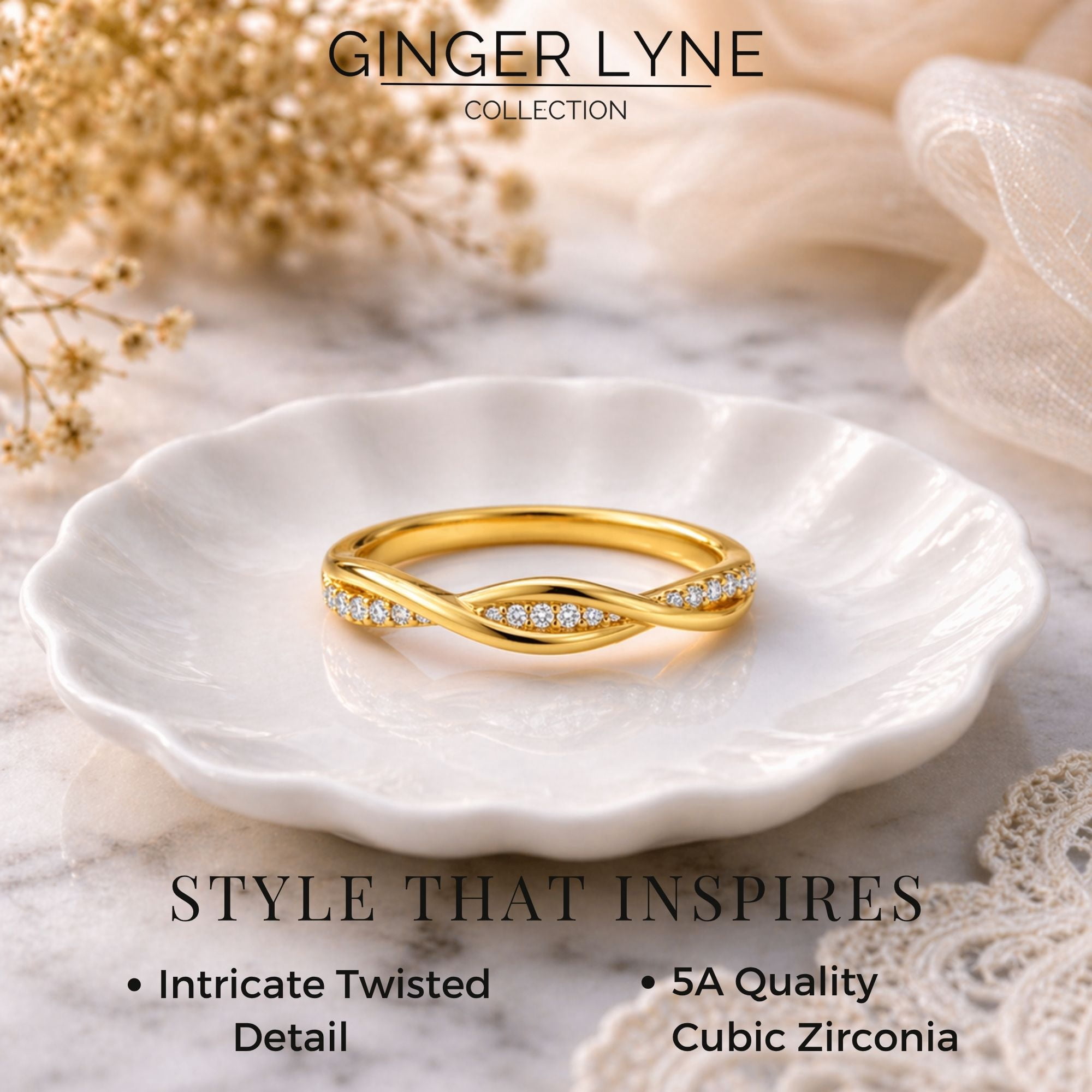 Queena Sterling Silver Wedding Band for Women Half Eternity Cz Anniversary Ring by Ginger Lyne Collection