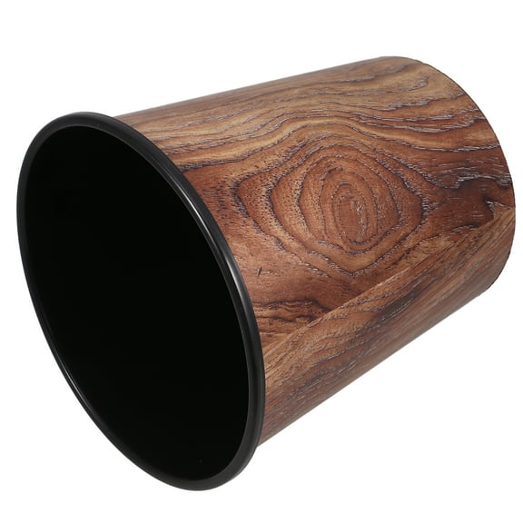 Kitchen Lidless Trash Can Imitation Wood Grain Garbage Can Waste Basket Without Pressing Ring Rubbish Basket for Home Dorm