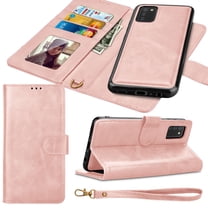Samsung Galaxy A02S Wallet Case Tiflook Vegan Leather [RFID Blocking] [Removable Detachable Magnetic] Card Holder Flip Cover [Rose Gold]