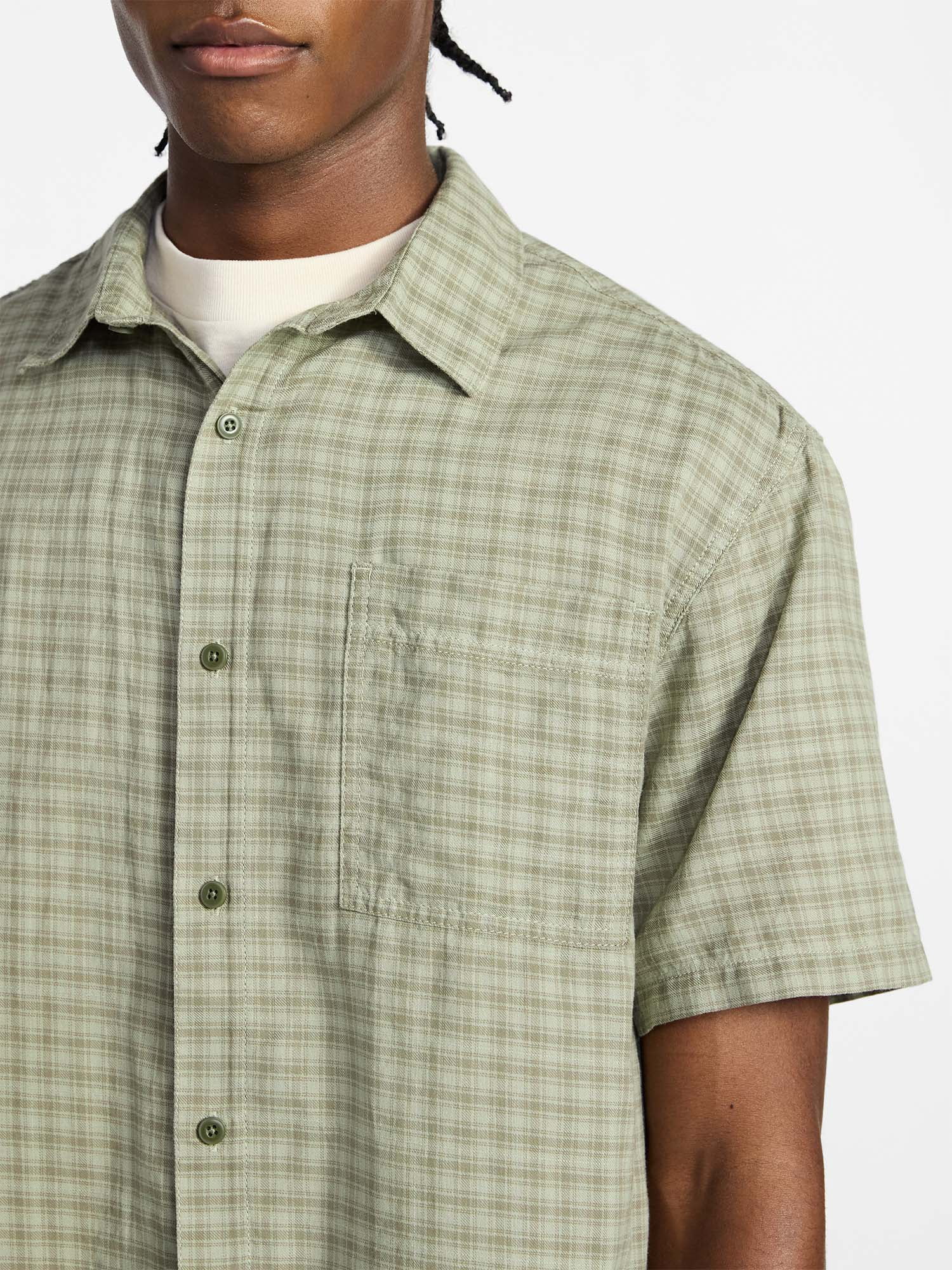 No Boundaries Plaid Shirt with Short Sleeves, Men's XS-3XL