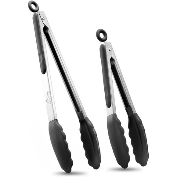 Premium Stainless Steel Locking Kitchen Tongs with Silicon Tips, BBQ,Set of 2-9&quot; and 12&quot;