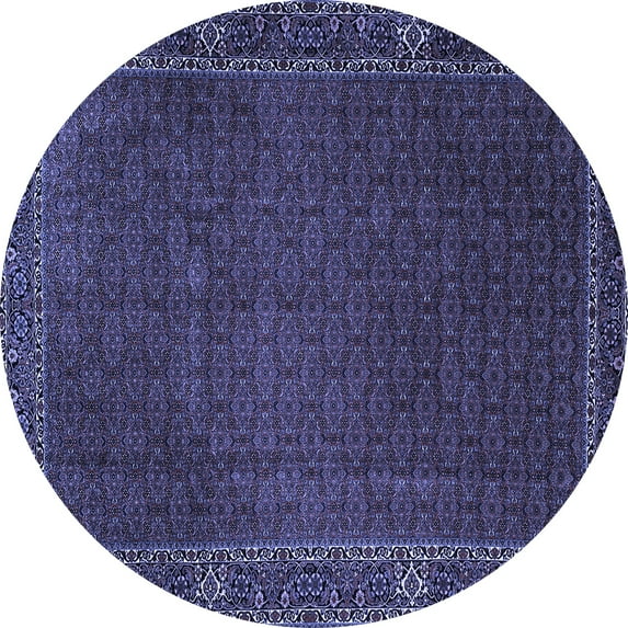 Ahgly Company Machine Washable Indoor Round Persian Blue Traditional Area Rugs, 8' Round